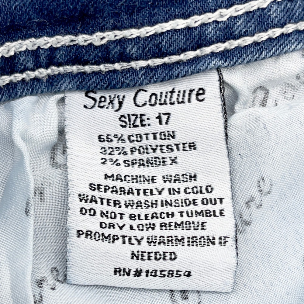 Sexy Couture Womens Jeans Size 17 Y2K McBling Western Rhinestone Country Stretch - Picture 12 of 15